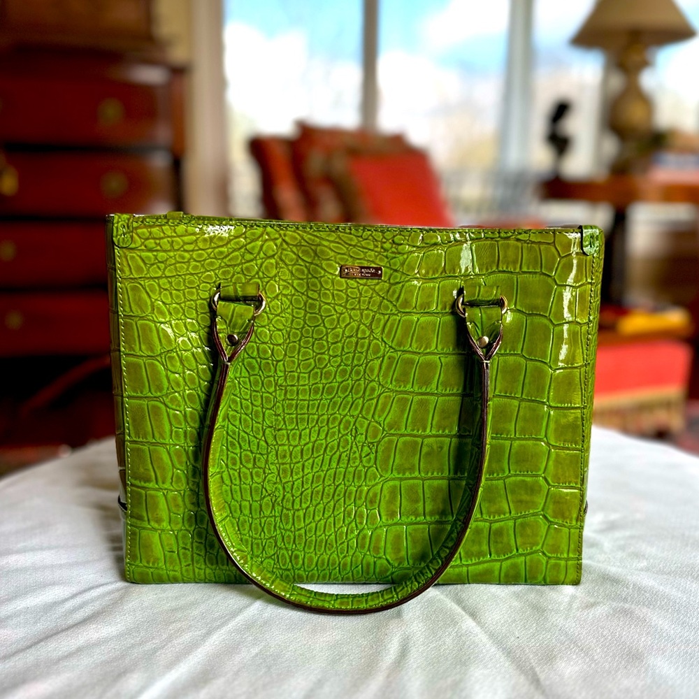 Kate Spade leather embossed lime green quinn satchel purse